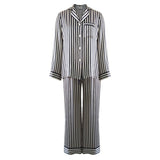 Couples Silk Matching Pajamas Sets Long Striped Couples silk sleepwear