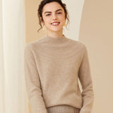 Cut-out Cashmere Sweater for Women Half Turtleneck Cashmere Pullover - slipintosoft