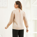 Elegance Ladies Silk Blouse 100% Mulberry Silk Long Sleeves Ruffle Collar Shirt - slipintosoft