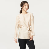 Elegant Silk Blouse For Women Long Sleeves Silk Top With A Belt