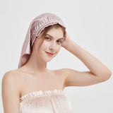 Elegant Women Pleated Edge Silk Bonnet Long Silk Sleep Caps For Hair - slipintosoft