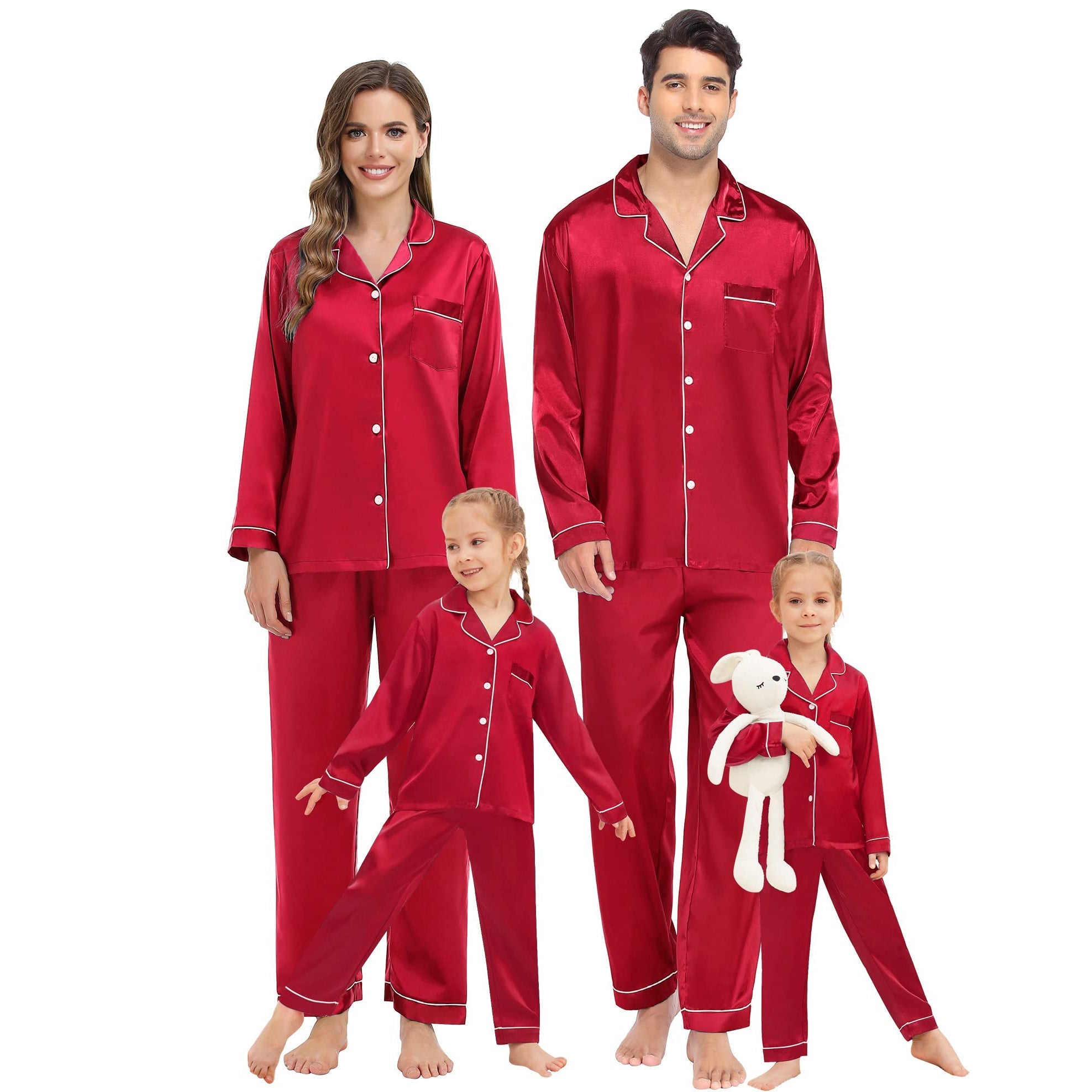 Family Long Silk Pajama Set 100% Pure Silk Matching Pjs