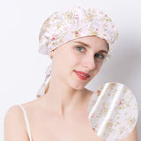 Floral Printed Silk Sleep Cap Silk Hair Wrapping Bonnet Silk Hair Cap For Sleeping