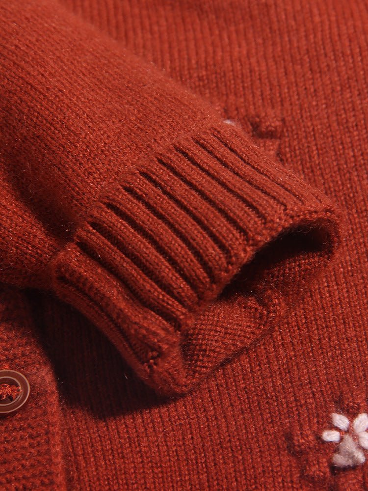 Girls Cashmere Cardigan Floral Embroidery Kids Cashmere Sweater