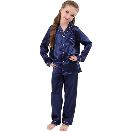 girls Silk Pajama Set long Silk Pjs Kids Silk Pajama Silk Sleepwear