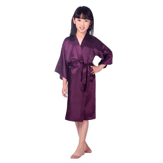 Girls Silk Robe Pure Silk Kimono Summer Kids Silk Robe