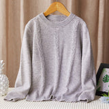 kids round neck cashmere sweater boys sweater girls cable knitted cashmere pullover - slipintosoft