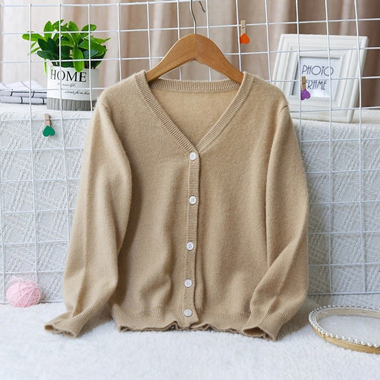 kids v neck pure cashmere cardigan boys and girls button - up cashmere coat