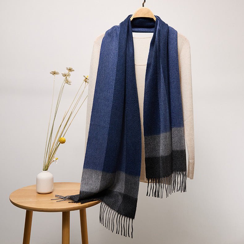 Long Cashmere Scarf with Tassel Plaid Cashmere Warps Multi Styles Winter Gifts