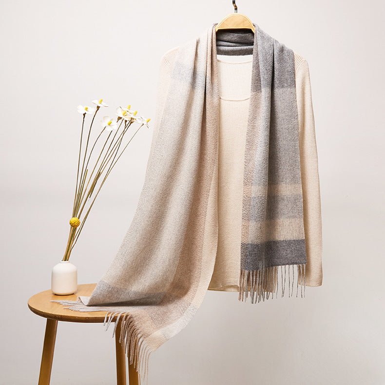 Long Cashmere Scarf with Tassel Plaid Cashmere Warps Multi Styles Winter Gifts - slipintosoft