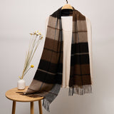 Long Cashmere Scarf with Tassel Plaid Cashmere Warps Multi Styles Winter Gifts