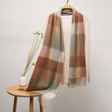 Long Cashmere Scarf with Tassel Plaid Cashmere Warps Multi Styles Winter Gifts