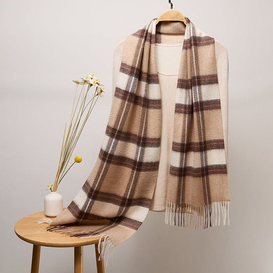 Long Cashmere Scarf with Tassel Plaid Cashmere Warps Multi Styles Winter Gifts - slipintosoft