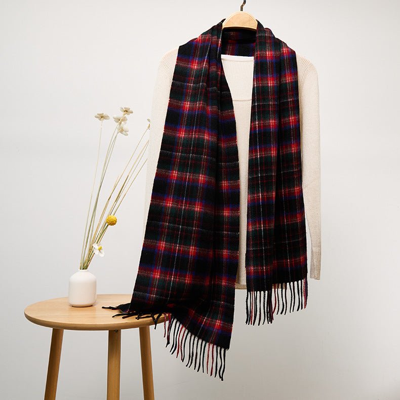 Long Cashmere Scarf with Tassel Plaid Cashmere Warps Multi Styles Winter Gifts - slipintosoft