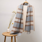 Long Cashmere Scarf with Tassel Plaid Cashmere Warps Multi Styles Winter Gifts