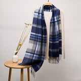 Long Cashmere Scarf with Tassel Plaid Cashmere Warps Multi Styles Winter Gifts