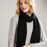 Long Cut - out Cashmere Scarf for Women Double Layer Solid Cashmere Shawl and Wraps Cashmere Scarf