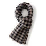 Long Knit Plaid Cashmere Scarf Checkered Cashmere Winter Scarf Black M