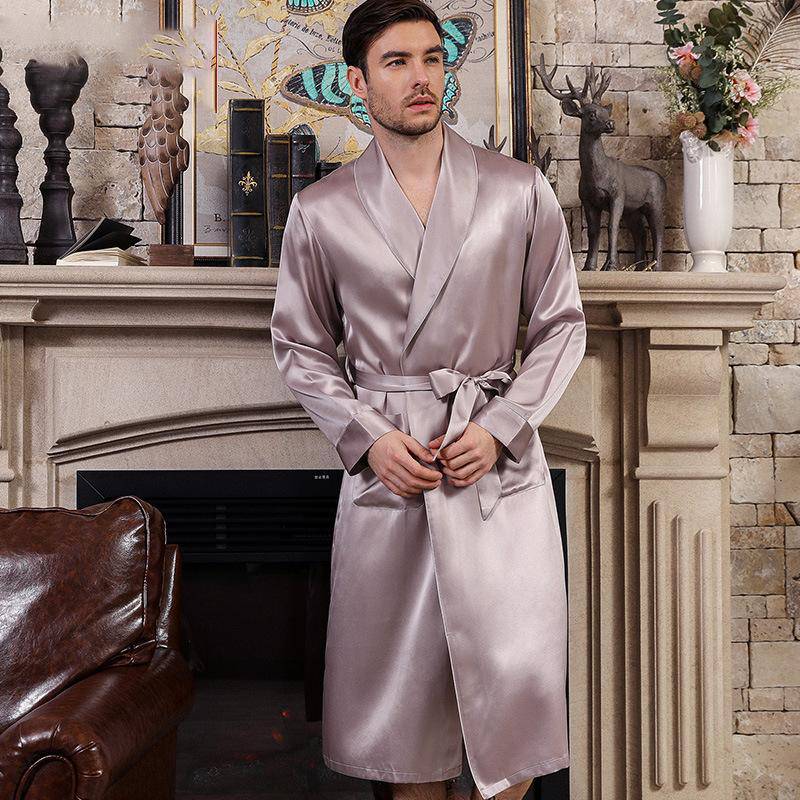 Long Men's luxury Silk Robes Mens Silk Dressing Gowns -  slipintosoft