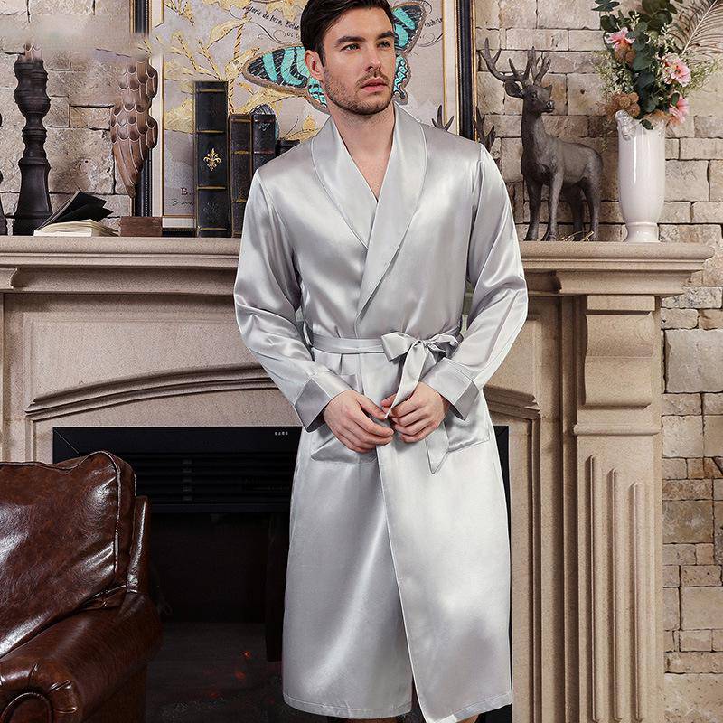 Mens silk kimono dressing gown best sale