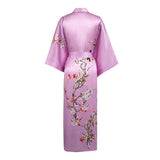 Quality 100% Long Silk Kimono for Women Cherry Blossom Printing Ladies Luxury Mulberry Silk Kimono Robe -  slipintosoft