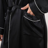 Long Silk Robe for Men Luxury Pure Silk Bathrobe Sleepwear