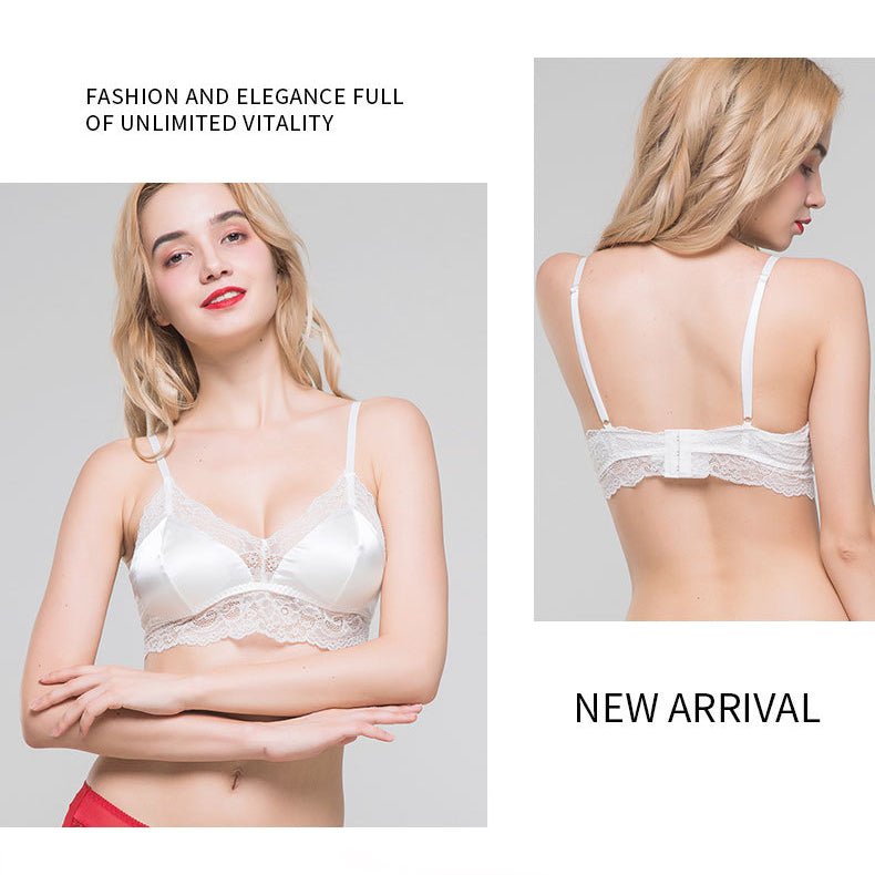 Luxurious Lace Wireless Silk Bra - slipintosoft