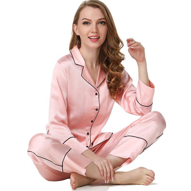 Best Silk Pyjamas Set For Women Long Sleeved Ladies Silk Pajamas 100% Silk Nightwear With Pocket -  slipintosoft