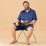 Plus Size Short Silk Pajamas Sets for Men Silk Sleepwear - slipintosoft