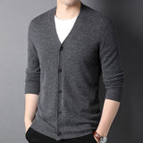 Mens Button Down Cashmere Cardigan Pure Cashmere Long Sleeve Cardigan Sweater - slipintosoft