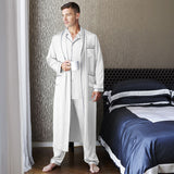 Mens Long Silk Pajamas & Robe Set for Men Full Length Silk Robe Pajamas Set -  slipintosoft