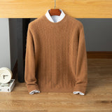 mens long sleeve cashmere knitted sweater crew neck cashmere sweatshirts dressy wear - slipintosoft