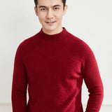 Mens Mock Neck Cashmere Sweater Classic Long Sleeve Solid Cashmere Tops - slipintosoft