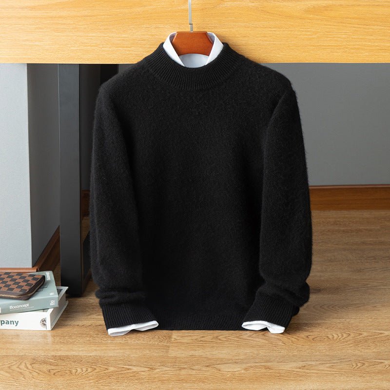 mens mock neck cashmere sweater warm long sleeve solid cashmere sweatershirt - slipintosoft