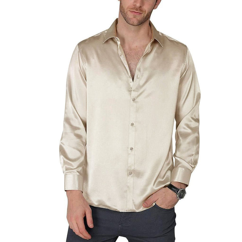 Chemise Homme En Soie 100% CREME DE SILK - Modèle EXOTIC GREEK 1040, Taille L - Neuf Avec étiquettes