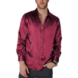 Men's Silk Dress Shirt Luxury Casual Party Silk Shirts