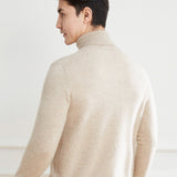 Mens Turtleneck Cashmere Sweater Soft Casual Cashmere Pullover with Ribbing Edge - slipintosoft