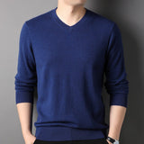 Mens V Neck Cashmere Sweater Long Sleeve Cashmere Tops Slim Fit Knitted Pullover - slipintosoft