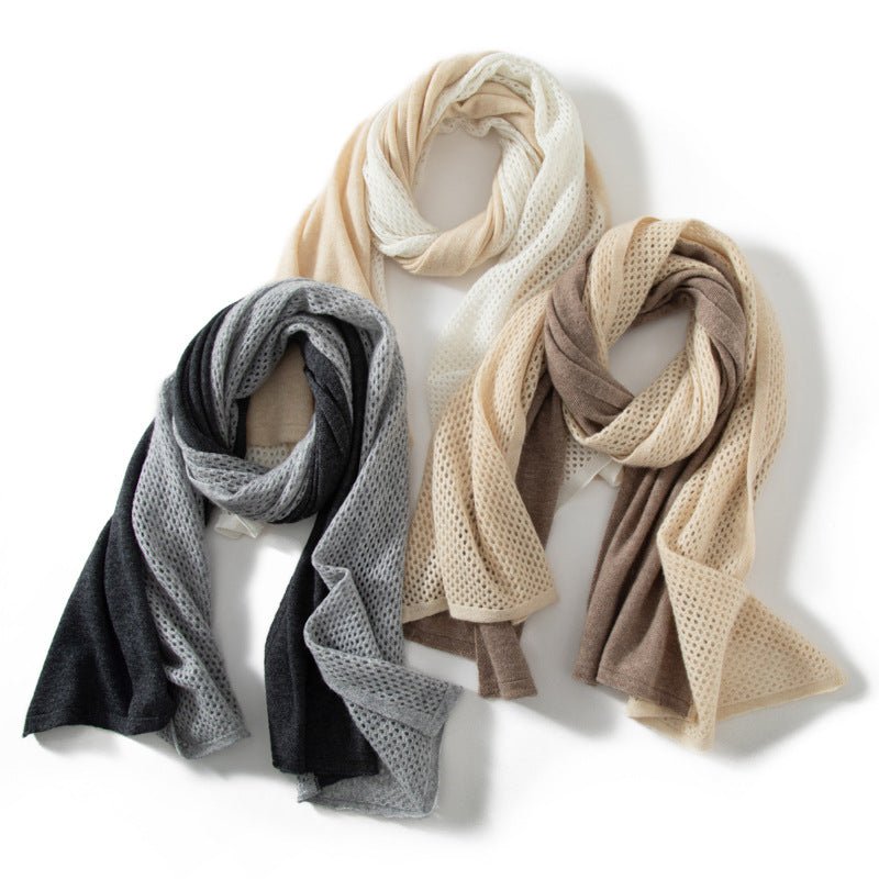 Mixed Colors Pure Cashmere Scarf Cut - out Long Cashmere Shawl and Wraps Cashmere Scarf