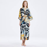 100% Long Silk Kimono Robe Artistic Nightwear for Ladies Women -  slipintosoft