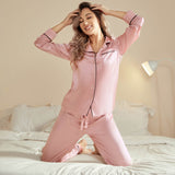 Quality Pure Women Silk Pjs Long Sleeves Nice Luxury Silk Ladies Pajamas Set - slipintosoft