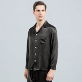 One Piece Men's Black Silk Pajama Top - slipintosoft