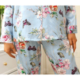 Luxury Mulberry Silk Ladies Pajamas Set Long Butterfly Print Silk Pajamas For Women - slipintosoft