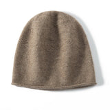 Pure Cashmere Cap with Curl Edge Solid Cashmere Hat Cashmere Crochet Beanie Cashmere Hats