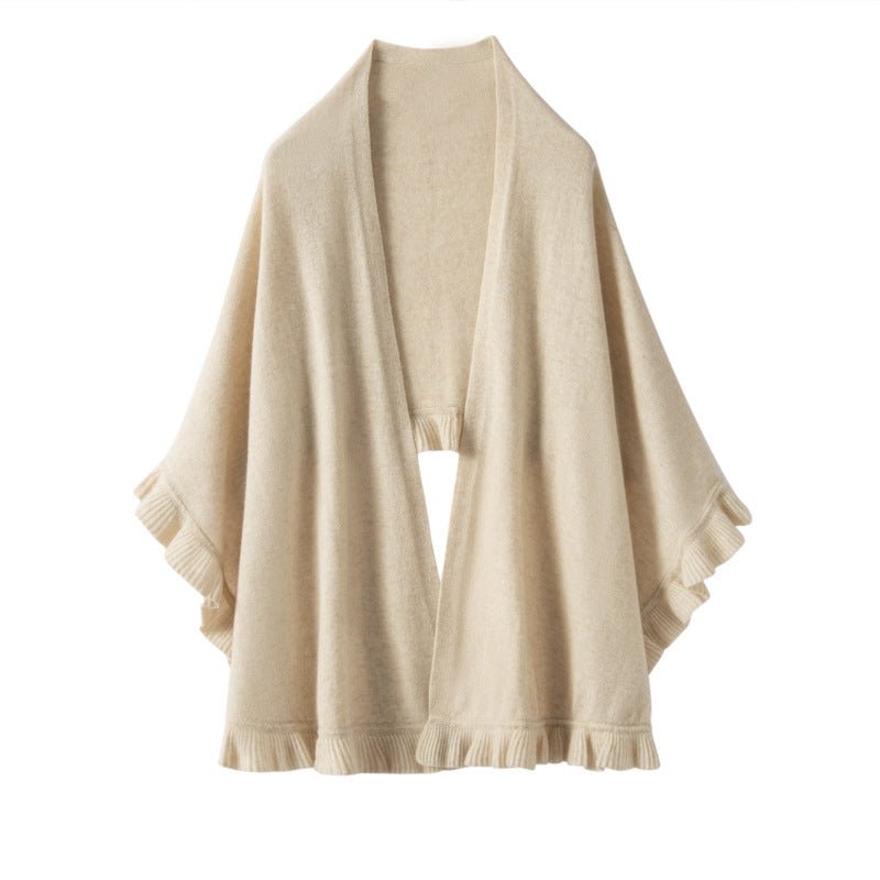 Pure Cashmere Scarf Long Cashmere Shawl and Wraps for Winter Flounce Edge Cloak Cashmere Scarf