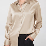 Silk Blouse 100 pure silk long sleeves cool smooth tops