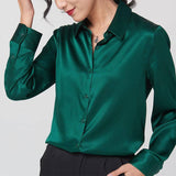 Silk Blouse 100 pure silk long sleeves cool smooth tops