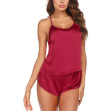 Summer Sexy Silk Camisole Set For Women Cool Silk Cami Set 100% Pure Silk Shorts Sleepwear - slipintosoft