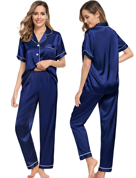 Silk Couple Pajamas Men And Women Short Sleeve Silk Pajamas