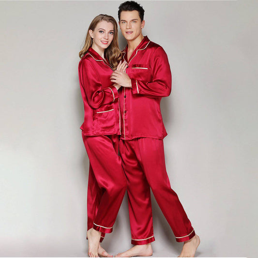 Silk Couple Pajamas Set Matching Pure Silk Pajamas